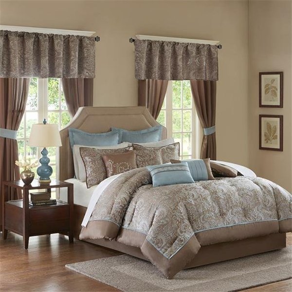 Madison Park Essentials Madison Park MPE10-223 24 Pieces Blue Brystol Comforter; Queen MPE10-223